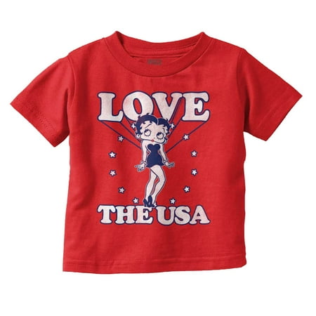 

Betty Boop Cartoon Love The USA Youth T Shirt Tee Girls Infant Toddler Brisco Brands 6M