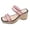 Pink, variant on Women's Sparkly Sequin Platform Wedge Backless Slippers Sandals Fashion Casual Mesh Wide Width Square Toe Chunky Heeled Dress Slip on Comfortable Walking Slides Heels Boho Beach Pink Size 8