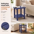 thumbnail image 2 of Ayaya 2-Tier Side Table, Solid Wood Indoor Bedside Table for Small Spaces, Living Room Bedroom Home Office, Blue, 2 of 7