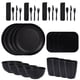 thumbnail image 1 of Nvzi 32pcs Wheat Straw Dinnerware Sets for 4 - Lightweight Unbreakable - Microwave Dishwasher Safe - Perfect for Picnic, Dorm,Camping Plates Cups and Bowls Set -Black, 1 of 5