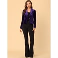 thumbnail image 3 of DARING DIVA Women's Button Front Velvet Blazer Lapel Crop Suit Jacket XS Dark Purple, 3 of 6
