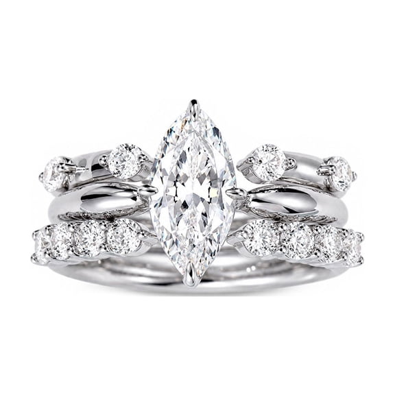 3PCS Adjustable CZ Stackable Rings for Women, Silver Tone Copper Layered Ring Set