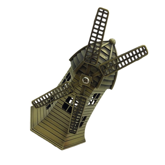 OULII Windmill Model Ornament Farmhouse Decor For Shelves 1Set Metal Alloy Coffee 4.72X2.55X5.50 Inch