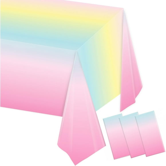 MGEZCOO - Paquete de 3 manteles de mariposas desechables de plástico para mesa, decoración de cumpleaños para niñas y niños, 108 x 54 pulgadas