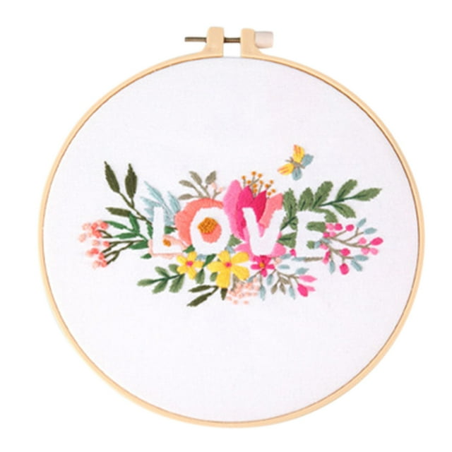 Clearance! beishanbush Home Decor Embroidery Starters Kit for Beginners with Embroidery Cloth Embroidery Hoops Threads and Needles One Size Multi-Color