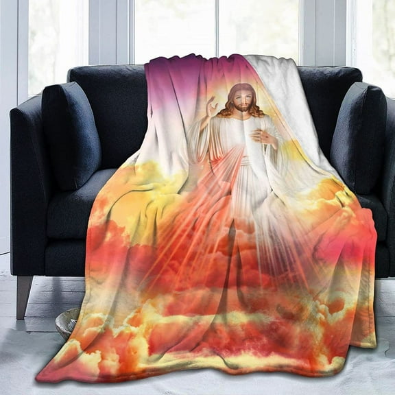 Jesus Christ Throw Blankets Soft Plush Fleece Blanket for Bed Couch Car 60"X50"