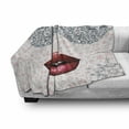 thumbnail image 3 of Fashion Soft Flannel Fleece Throw Blanket, Diamond Sunglasses and Glossy Lips on Pastel Travelling Items Pattern, Cozy Plush for Indoor and Outdoor Use, 70" x 90", Blush and Multicolor, by Ambesonne, 3 of 6