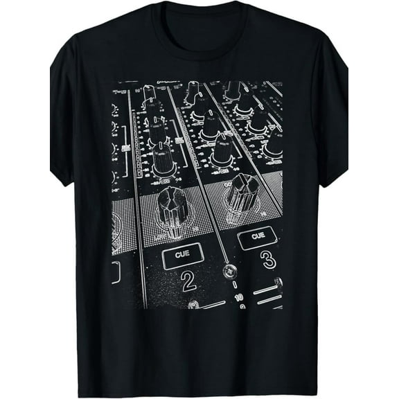 100% Made in USA Vintage DJ Mixer Console Graphic Tee for Men - 180g Cotton, Short Sleeve, Crew Neck, Machine Washable, Ideal for All Seasons