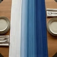 thumbnail image 5 of Navy Blue Ombre 72 Inch Table Runner, Modern Abstract Art Blue White Striped Farmhouse Dresser Scarf Cotton & Linen Tablerunner for Dining/Kitchen Island/Holiday Party Décor 13" x 72", 5 of 9
