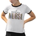 thumbnail image 2 of Oncology Nurse Leopard Print Ringer Tee Shirt Unisex Small White/Black, 2 of 5