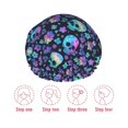 thumbnail image 3 of Yiaed Skull flower cute Print Reusable Shower Cap & Bath Cap & Lined, Oversized Waterproof Shower Caps Designed for all Hair Lengths, 3 of 7