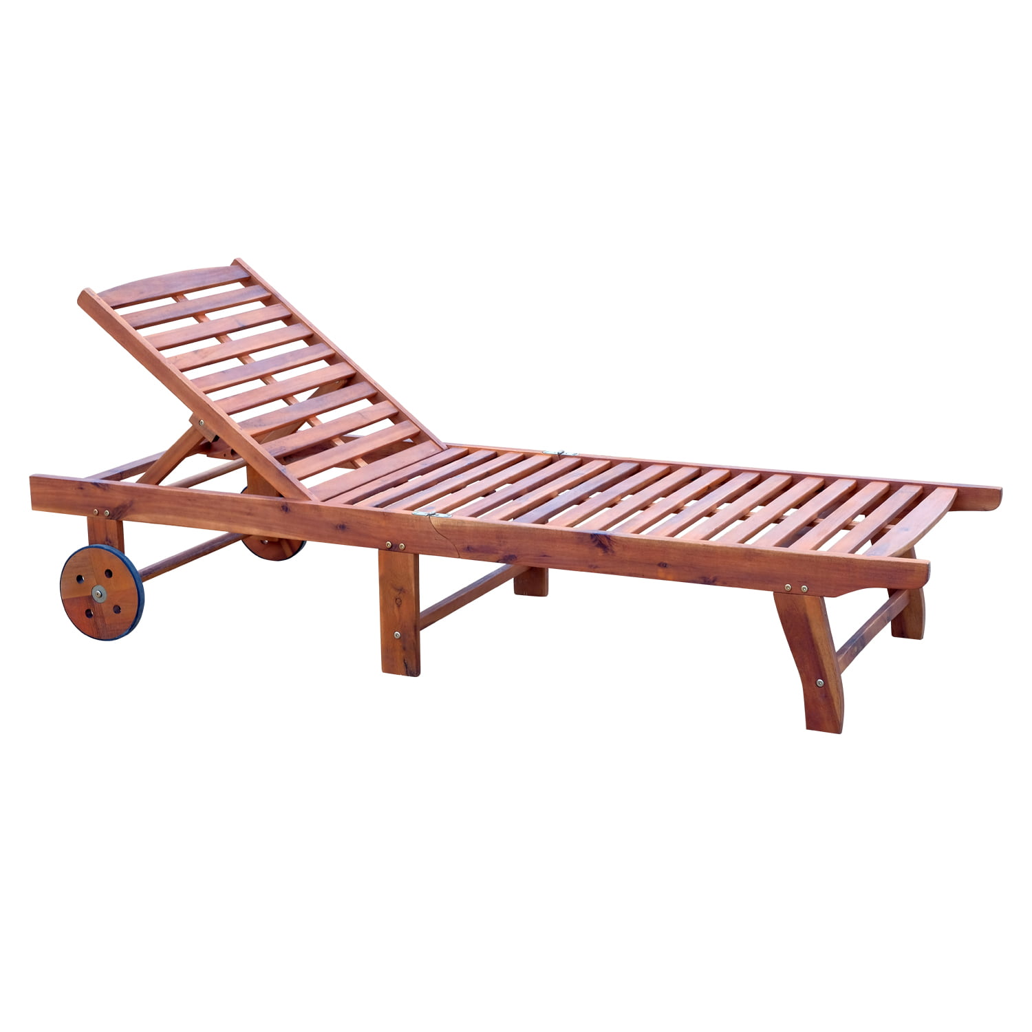 Outsunny Wooden Outdoor Folding Chaise Lounge Chair Recliner with