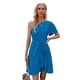 thumbnail image 1 of SAYOO , vestidos de noche de verano para mujer, color sólido, un hombro, volantes, minivestido de fiesta para mujer SAYOO Moda, 1 of 9