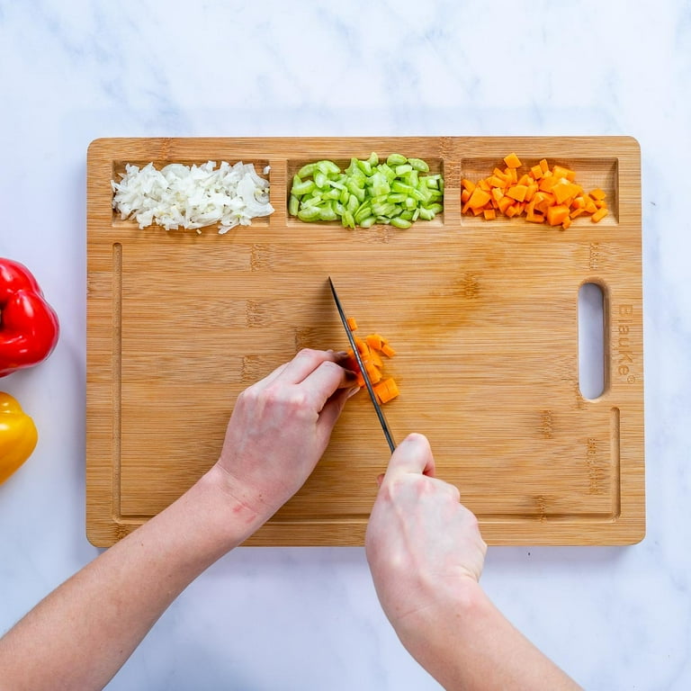 BlauKe Extra Large Bamboo Cutting Board - Wood Cutting Board for Meat, Cheese, Veggies - Wood Serving Tray - 17 x 12.5 inch