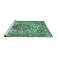 thumbnail image 2 of Ahgly Company Machine Washable Indoor Square Medallion Turquoise Blue Traditional Area Rugs, 5' Square, 2 of 4