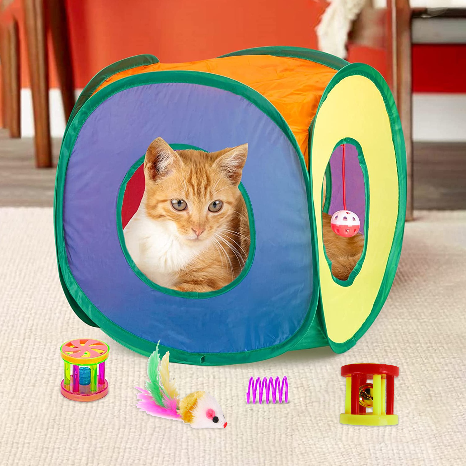 Tripumer 15-Piece Cat Toy Set with Tunnel and Interactive Toys photo 4