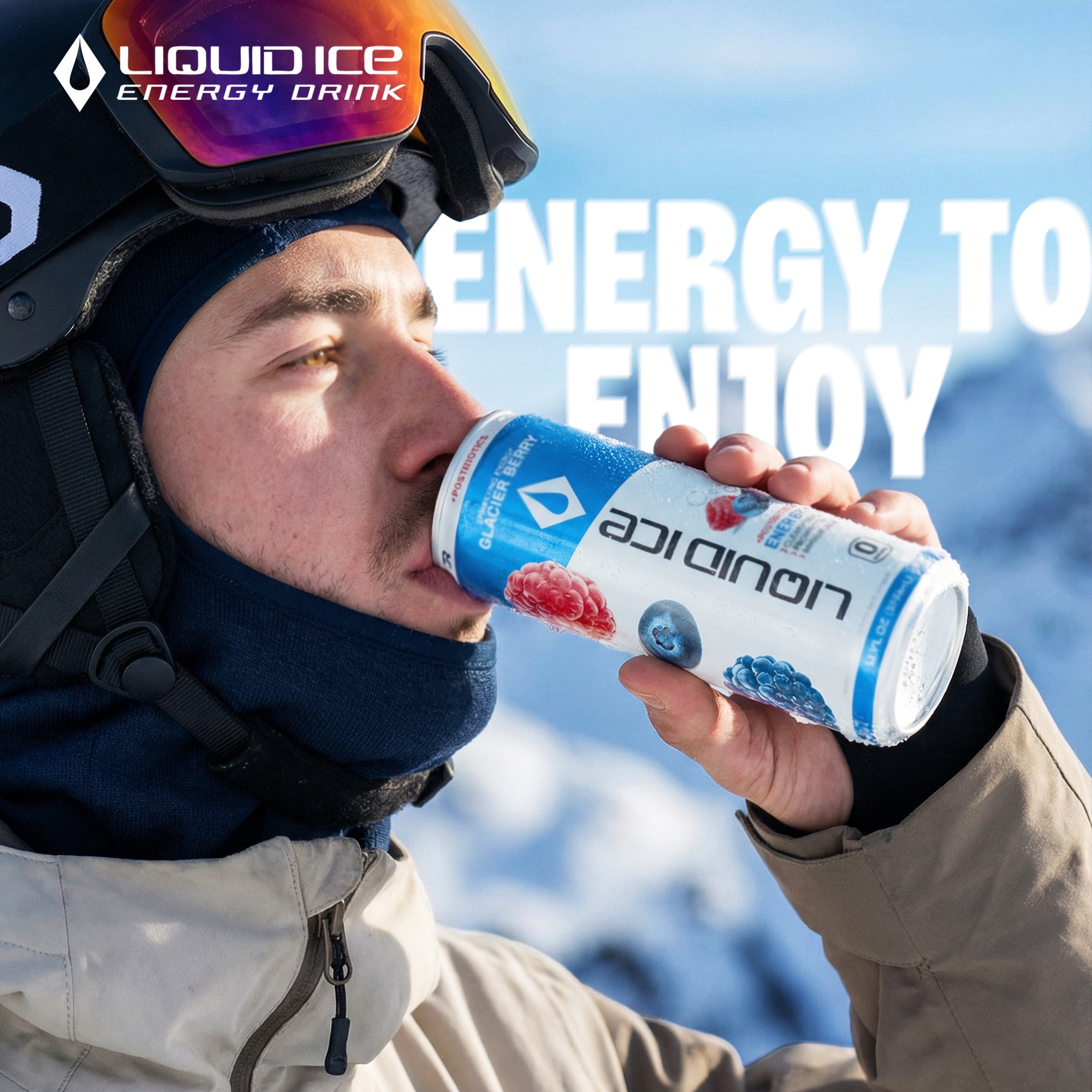 Liquid Ice Energy Drink, Zero Sugar, Glacier Berry 12 Fl Oz 12 Pack, Postbiotics, Clean Energy, 120mg Natural Caffeine, L Theanine, Green Tea Extract, CoQ10, Antioxidant Support