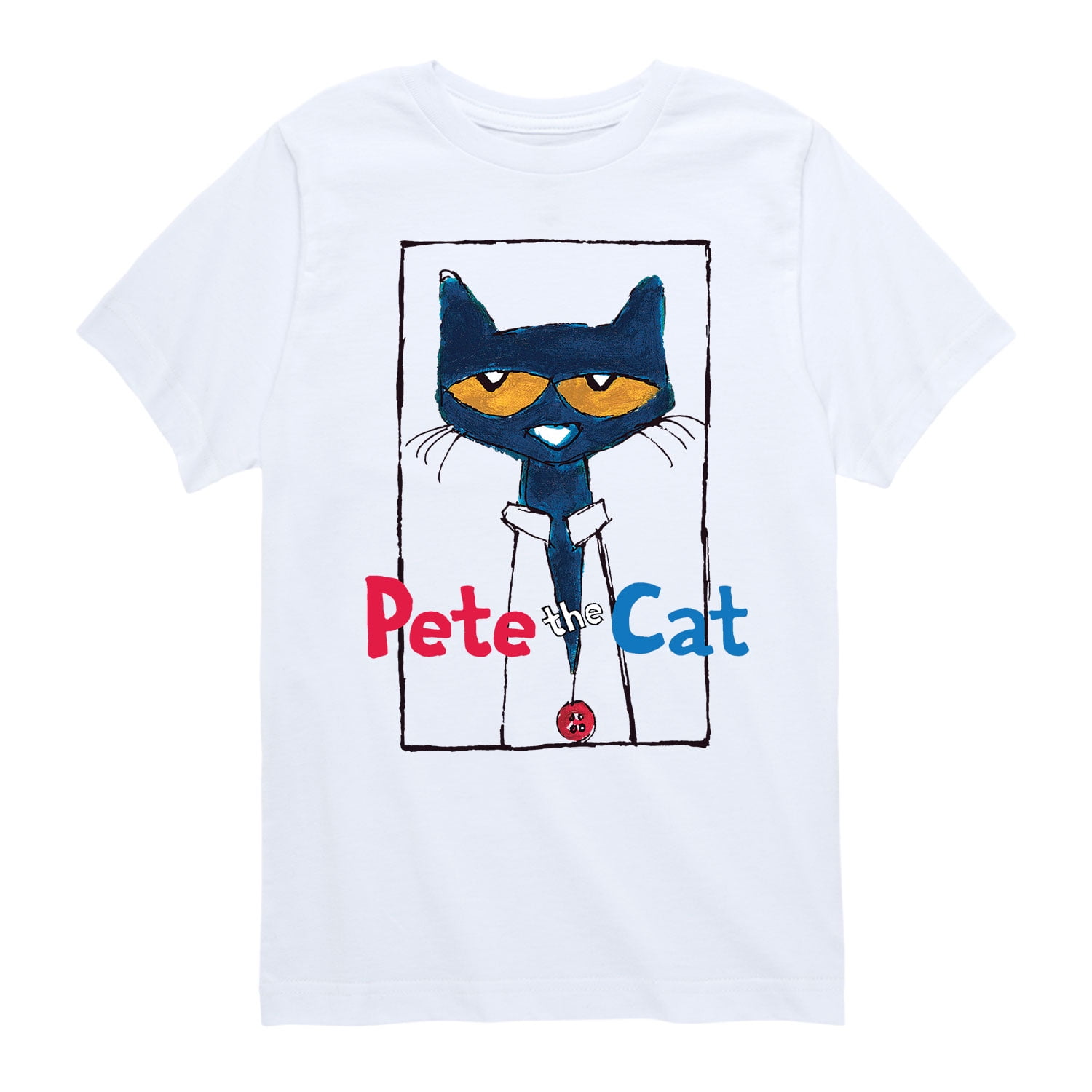 Pete The Cat Frame with Button Toddler Short Sleeve Graphic TShirt