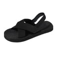 thumbnail image 4 of Wovix Women's Low Heel Sandals Open Toe Adjustable Elastic Strappy Lightweight Slippers Rubber Sole Comfortable Casual Summer Strappy Shoes Black 36, 4 of 9