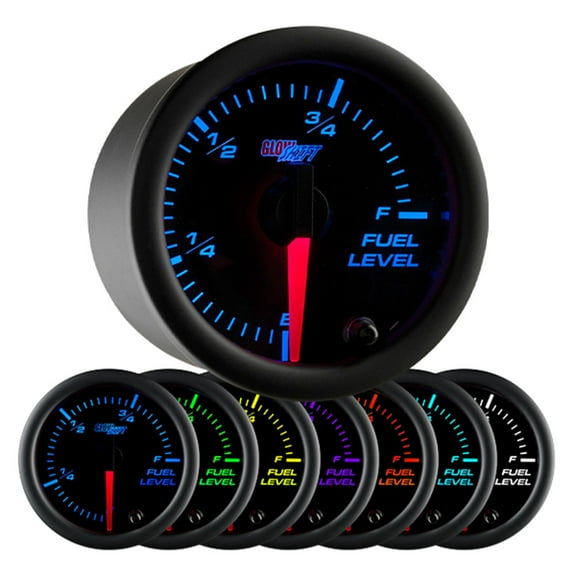 GlowShift Black 7 Color Fuel Level Gauge