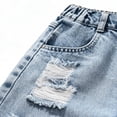 thumbnail image 4 of WQNVRNR Girls Jean Shorts- Distressed Ripped High Waist Vintage Casual Denim Shorts with Pockets Light Blue Size 8, 4 of 9
