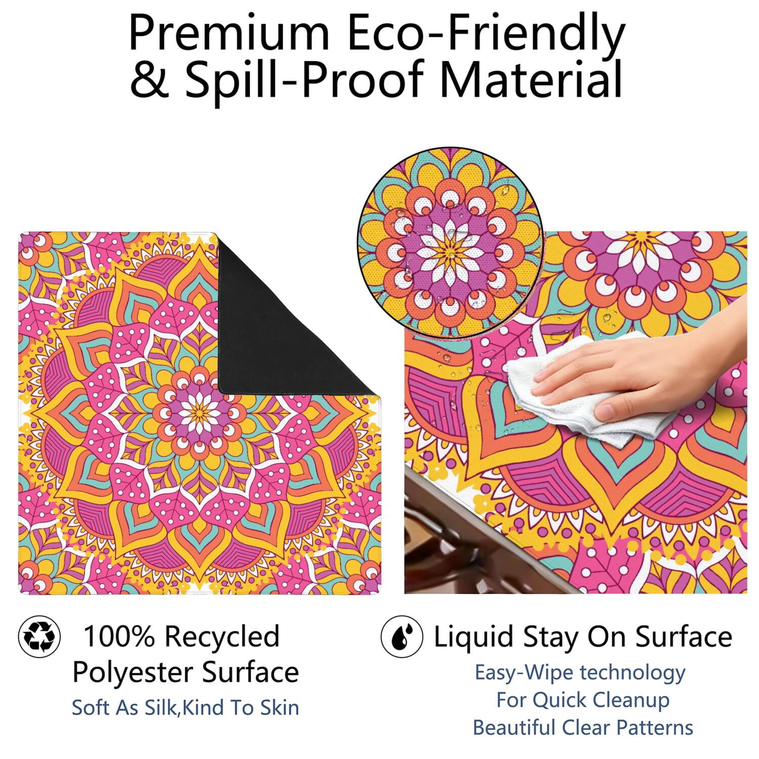 Mandala Mahjong Mat for Table, 31.5*31.5in Anti Slip American Mahjong Table Cloth, Noise Reduction, Neoprene Mah jongg Mat with Carrying Bag & 3 Dices, Mahjong Accessories Gift, Board Tile Games Mats