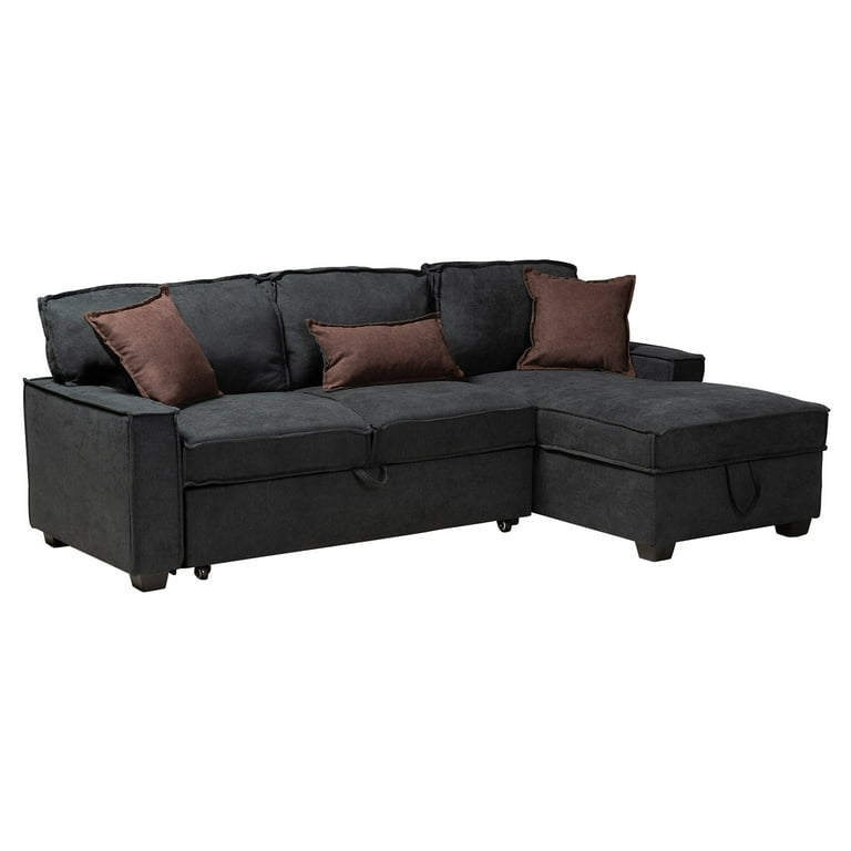 Baxton Studio Emile Modern Contemporary Upholstered Right Facing Sectional Sofa with Pull Out Bed Walmart