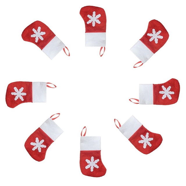 10Pcs Christmas Socks-shaped Tableware Bags Knives Forks Cutlery Bags Silverware Holder Bags