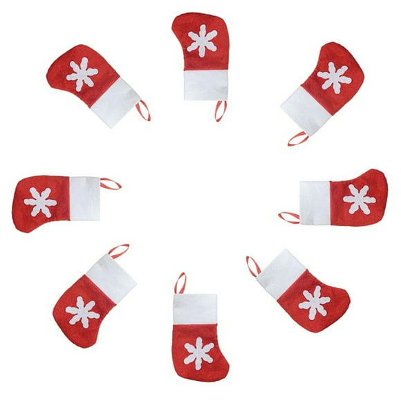 10Pcs Christmas Socks-shaped Tableware Bags Knives Forks Cutlery Bags Silverware Holder Bags