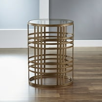 FirsTime & Co. Gold Woven End Table, Modern, Painted, Round, Metal, 16.5 x 16.5 x 22 in