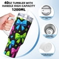 thumbnail image 3 of 40zo Ice Bar Cup With Handle Double Insulation Large Capacity Rust Prevention For Daily Travel And Other Scenes Bold Neon Contemporary Ribbon Bow Pattern, 3 of 8