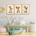 thumbnail image 4 of Teddy Bear Sports Nursery Animal Wall Hieng Cute Woodland Rugby Wall Decor Pictures Vintage Basketball Baseball Kids Room Canvas Poster Prints for Boys Room Bedroom Decorations, 4 of 6