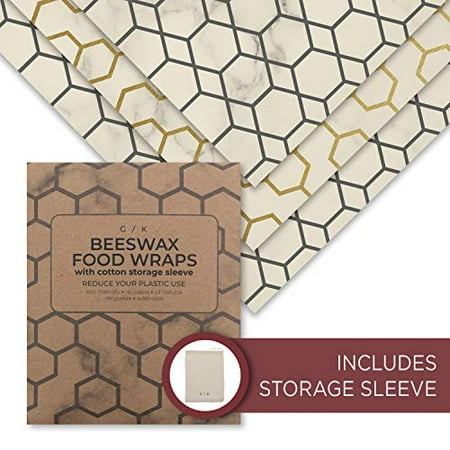 Beeswax Food Wrap - Reusable Beeswax Wrap - Eco Friendly Plastic Wraps Replacement. Eco Friendly Gifts. 100% Organic Cotton, All Natural Food Grade Wax and Cloth (3)