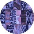 thumbnail image 1 of Ahgly Company Machine Washable Indoor Round Patchwork Blue Transitional Area Rugs, 4' Round, 1 of 4