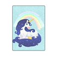 thumbnail image 1 of RYLABLUE Beautiful Space Unicorn Rainbow Throw Blanket Bed Sofa Blanket 58x80 inches, 1 of 3