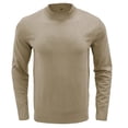 thumbnail image 4 of Gibobby Suéter de cuello redondo para hombre Suéter de punto con cuello redondo para hombre, ajuste delgado, ligero, casual, con patrón trenzado(Caqui,Extra Grande), 4 of 4
