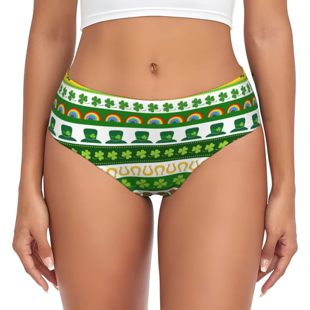 Fotbe St. Patrick's day in green colors Calzones Estampados para Mujer – Ropa Interior de Algodón, Cómoda, Suave y Elástica-Small