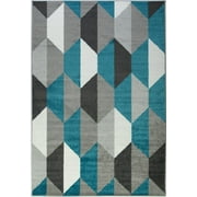 Geometric Pattern Honeycomb Area Rug Carpet in Blue Grey Black, 7x10 (6'5" x 9'5", 200cm x 290cm)