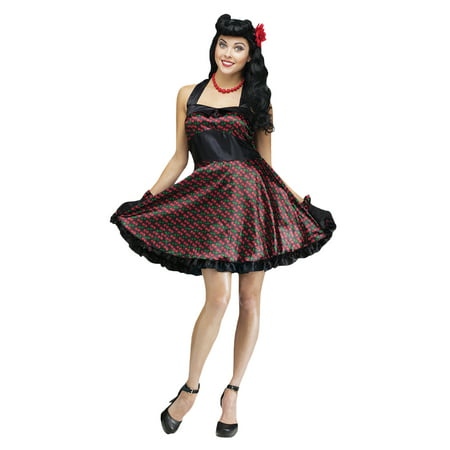 Ladies Cherry Bomb Vintage Pin Up 50s Retro Rockabilly Dress Costume Cosplay