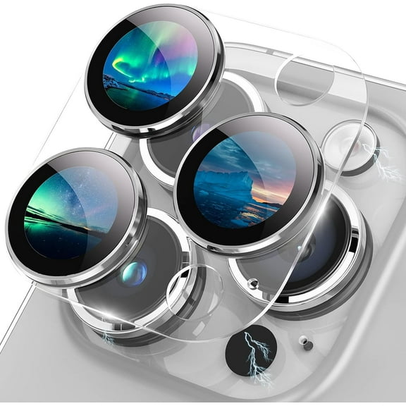 for iPhone 14 Pro and iPhone 14 Pro Max Camera Lens Protector Aluminum Alloy Plus Acrylic   9H Tempered Glass Camera Screen Protector Full Coverage Accessories Case Friendly Cover Silver