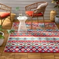 thumbnail image 3 of TOWN & COUNTRY EVERYDAY Dahlia Southwestern Stripe Indoor Outdoor Area Rug, UV Fade Resistant, High-Low Pile, Red/Mutli, 3'11"x5'2", 3 of 13