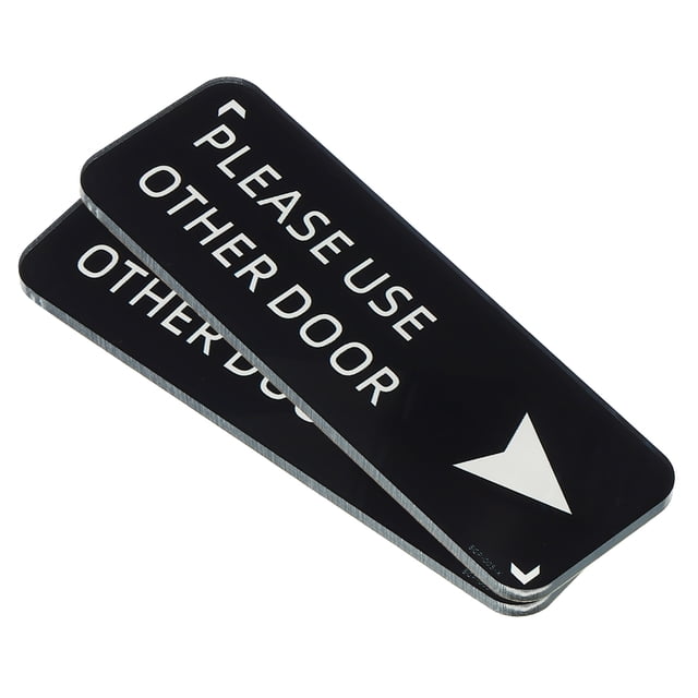 Uxcell Por favor, use la otra puerta señal de flecha derecha 6"x2" etiqueta autoadhesiva placas de pared negra 2 paquetes