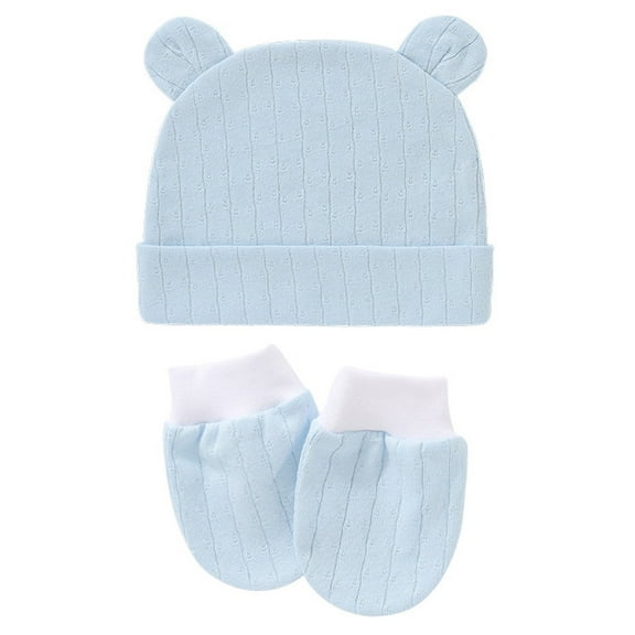 BJBSJSZ Newborn Baby Hat and Mittens Set, Bear Ears Toddler Infant Beanie Caps Newborn Hospital Hat for Baby Boy Girl 0-3 Months, Newborn Hats for Boys Girls
