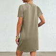thumbnail image 5 of Summer Romper Dress for Women with Pockets,New Trendy 2026 Loose Fit Short Sleeve Ruched Sheath T-Shirt Dress, 5 of 7