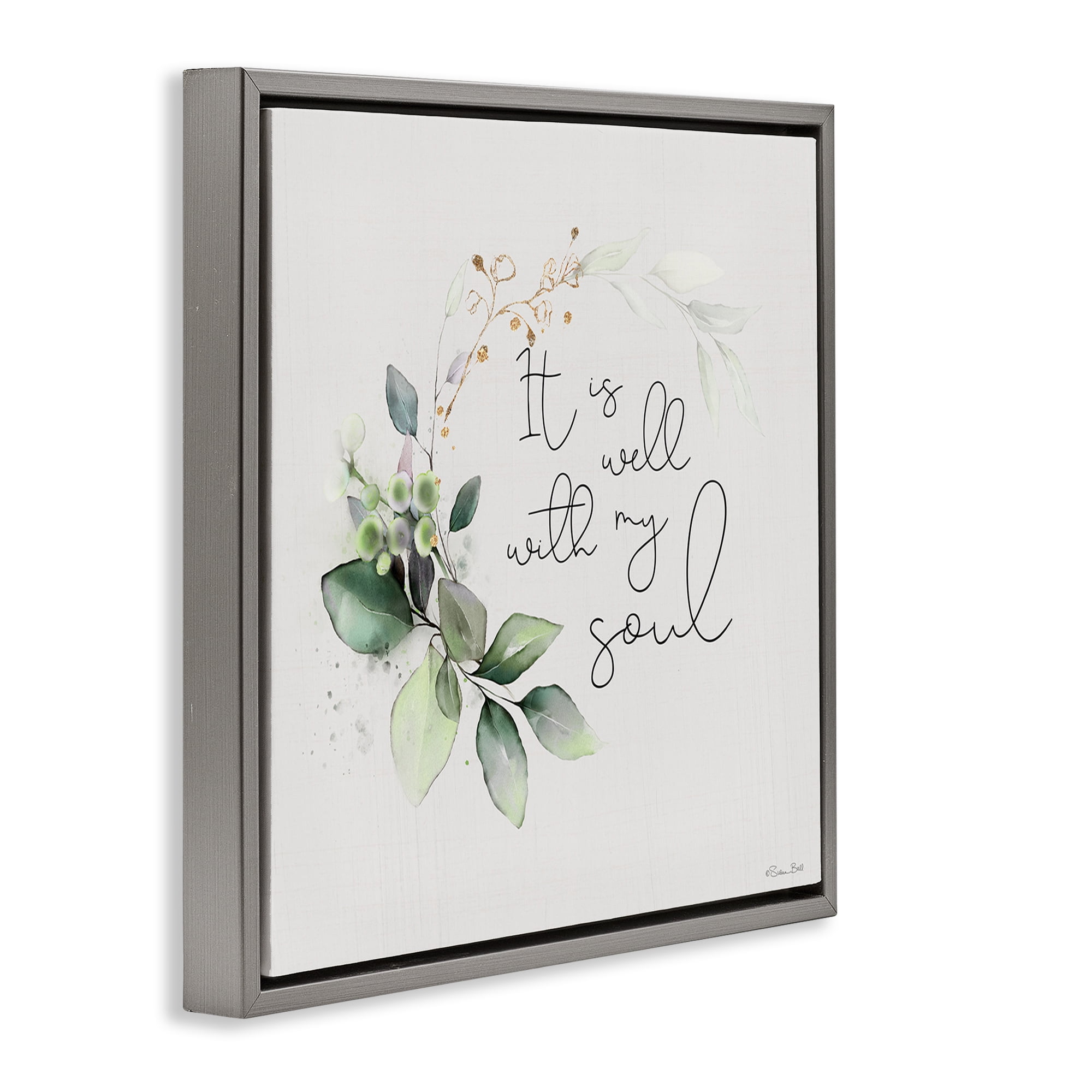 Stupell Industries Well With My Soul Religious Painting Gray Floater Framed Canvas Art Print Wall Art, 18 x 18