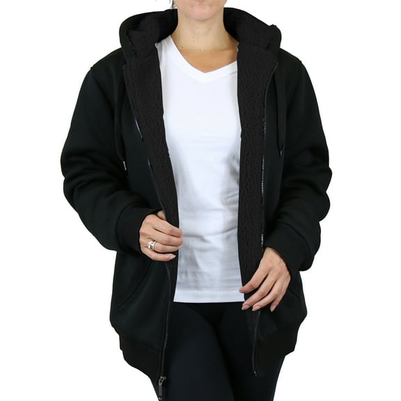 Women's Loose Fitting Tech Sherpa Fleece-Lined Zip Hoodie With Chest Pocket