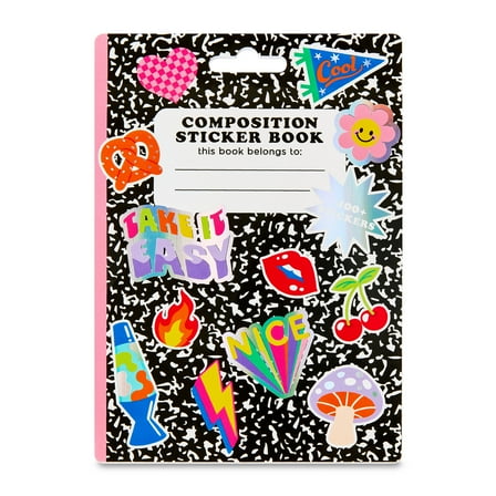 Hello Hobby Back to School Composition Sticker Book, 8 Sheets