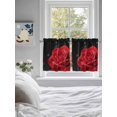 thumbnail image 4 of Red Rose Kitchen Curtains Tier 36 Inch Length, Abstract Spring Flowers Vintage Black Rod Pocket Light Filtering Window Curtains Living Room Bedroom Curtain Drapes Cafe Curtain 27.5''x36''x2, 4 of 6