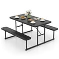 thumbnail image 2 of Costway Picnic Table Bench Set for 2-4 People Outdoor Rectangular Camping Dining Table Black, 2 of 10