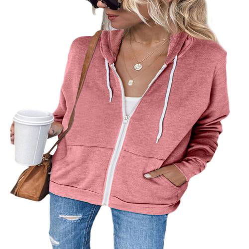 Saloogoe Lightweight Zip Up Hoodies for Women Hooded Sweatshirts Long Sleeve Thin Jacket with Zipper